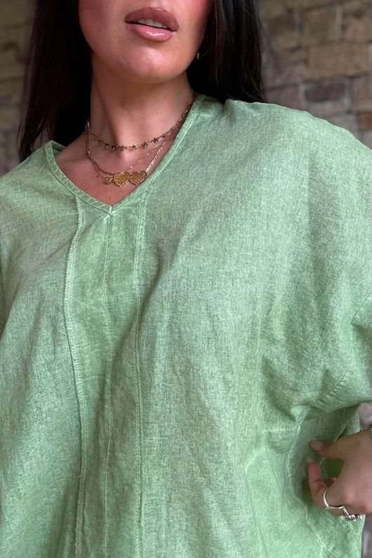 Rustic Nature Linen Blend Pocket Tee Washed Lawn